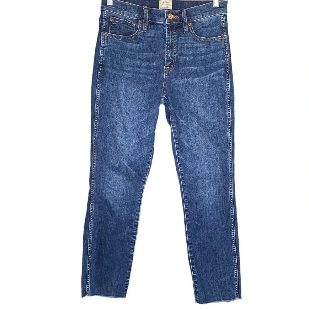 J. Crew Mayville Wash High Rise Raw Hem Vintage Straight Jeans Size 27
